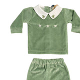 Tutina Spezzata In Ciniglia Ricamata Neonato BEBE' MARGO' B054TS