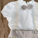 Completo Corto Elegante In Lino Con Bermuda Neonato PONTO POR PONTO 6502