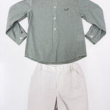 White-Green Newborn Shirt And Bermuda Shorts DEL SUR 1247