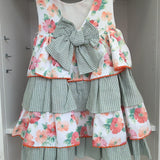 Abito Smanicato Fantasia Floreale In Cotone Bambina DEL SUR 0559