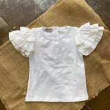 Girls White Stretch Cotton Half Sleeve Shirt Phi Clothing 22312