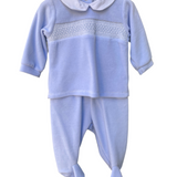 Baby Strampler aus hellblauer Chenille BABIDU 57003