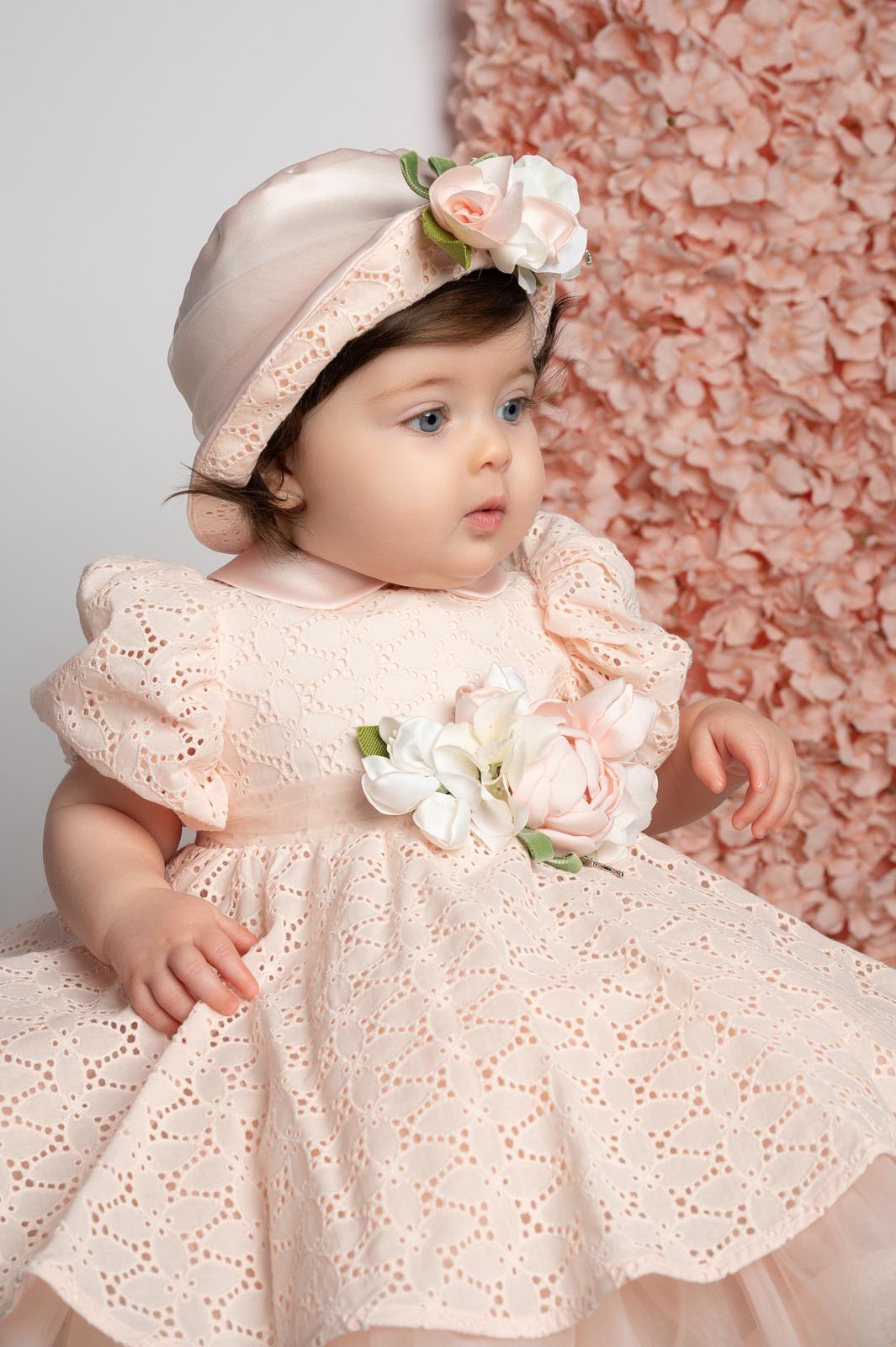 Vestito Bimba Pizzo San Gallo Abito Elegante Mezza Manica In Pizzo