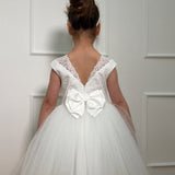 Abito Elegante Mezza Manica Con Applicazioni In Raso E Tulle Bambina DAGA C13