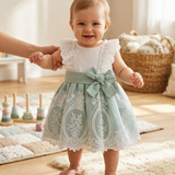Abito Smanicato Con Gonna In Tulle Neonata VALENTINA BEBES NUBE 33
