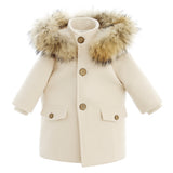 Cappotto In Panno Con Cappuccio E Pelliccia Neonato BUFI M0261A