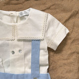 Completo Elegante Con Camicia E Salopette In Lino Neonato PONTO POR PONTO 6505