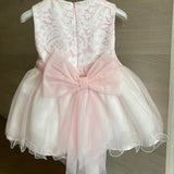 Abito Elegante Smanicato Con Corpetto In Pizzo Rosa Neonata BUFI B1192A