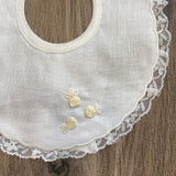 Bavetta In Lino E Pizzo Con Ricamo Neonato/a LA SARTORIA DEI PICCOLI L1076