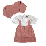 Completo Tre Pezzi In Filo Di Cotone Neonata BEBE' MARGO' B03250