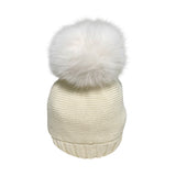 Cappello In Misto Lana Liscio Con Pom Pon In Volpe Bambino/a FURFANTE CT2102VA