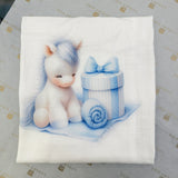 Mussola In Cotone Con Stampa Cavalluccio Neonato/a FIRST BABY MUSLIN3