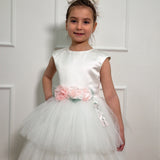 Abito Elegante Mezza Manica In Raso E Tulle Bambina DAGA C11