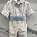 Completo Elegante Con Pantalone In Cotone Effetto Lino Neonato LA SARTORIA DEI PICCOLI L042