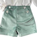 Completo Elegante In Velluto Con Camicia e Bermuda Neonato PONTO POR PONTO 6636