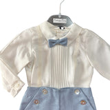 Completo Elegante In Caldo Cotone Con Camicia e Bermuda Neonato PONTO POR PONTO 6621