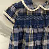 Abito in Caldo Cotone Punto Smock Blu a Quadri Bambina A&J 554