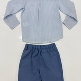 Komplettes Hemd und Bermuda Hellblau gestreiftes Baumwollgemisch Kind DEL SUR 1243