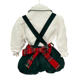 Completo Tre Pezzi Con Salopette E Cintura Scozzese Neonata ISABEL C368
