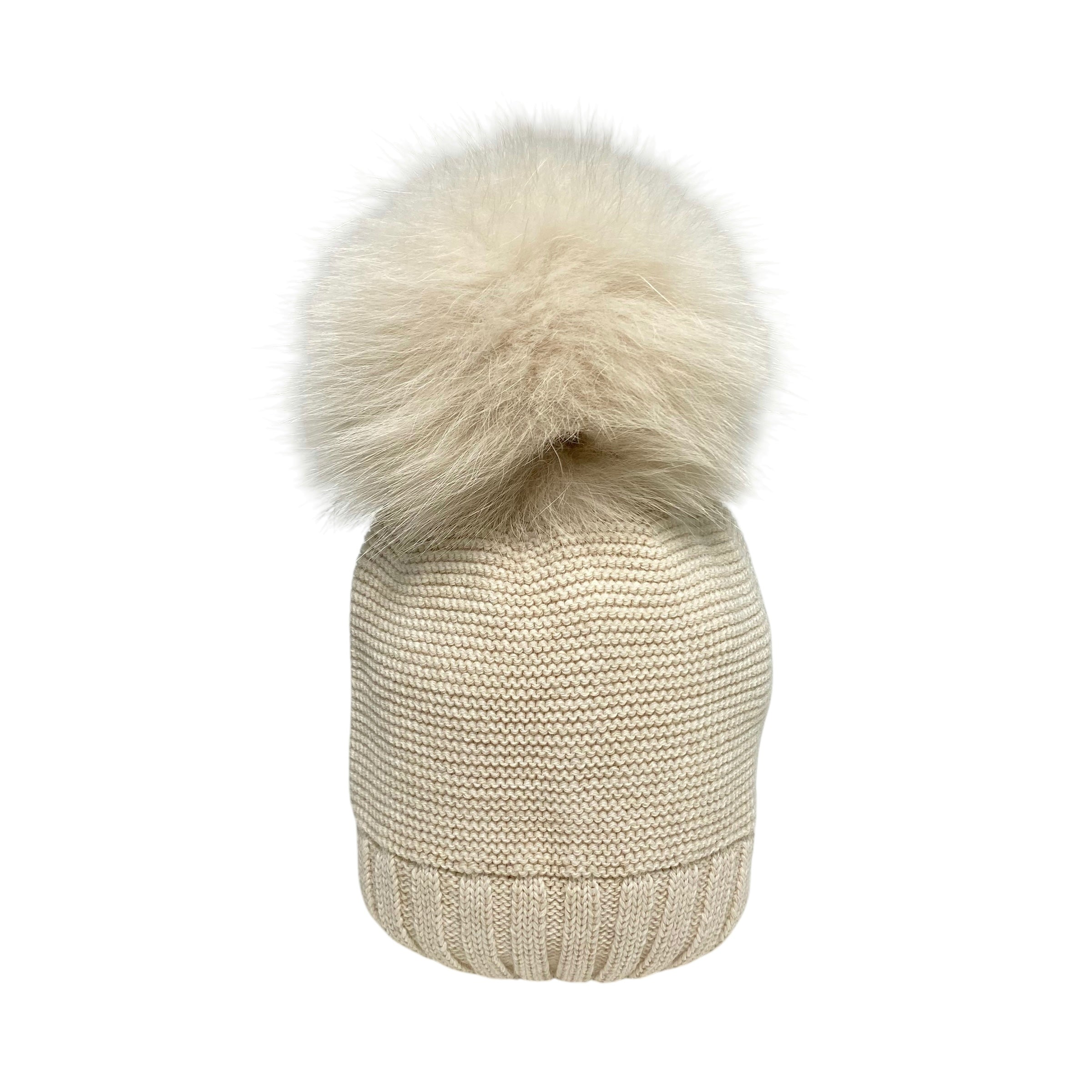 Cappello In Misto Lana Liscio Con Pom Pon In Volpe Neonato/a FURFANTE CT2102VA