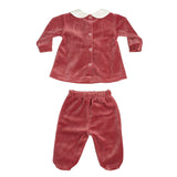 Tutina Spezzata In Ciniglia Ricamata Neonata BEBE' MARGO' B042TS