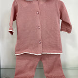 Tutina Spezzata In Filo Rosa Antico Neonata BEBE' MARGO' B03241