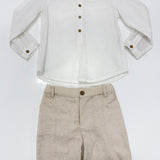 Completo Camicia E Bermuda In Misto Cotone Beige Bambino DEL SUR 1242