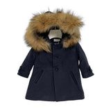Cappotto In Panno Con Cappuccio In Pelliccia Neonato ISABEL A64