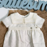 Pagliaccetto Elegante Mezza Manica In Lino Neonato/a PONTO POR PONTO 6556