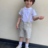 Completo Con Salopette E Camicia In Misto Lino Neonato A&J A&J205