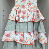 Abito Smanicato Fantasia Floreale In Cotone Bambina DEL SUR 0559