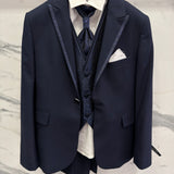 Completo Comunione Damascato 5 pezzi Bambino Blu AM40033J