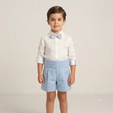Completo Elegante In Lino Con Bermuda Camicia E Papillon Bambino MIMILU' 588N