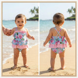 Einteiliger Badeanzug mit Blumendruck für Babys, Mädchen, SARDON AP963