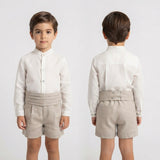 Eleganter Leinenanzug mit Bermudashorts und Hemd für Kinder MIMILU' 588