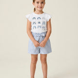 Pantaloncino In cotone a Righe Celeste-Bianco Bambino SARABANDA 2593