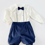 Completo Elegante In Velluto Con Camicia e Bermuda Neonato PONTO POR PONTO 6611
