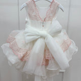 Abito Elegante Smanicato In Tulle E Pizzo Neonata MIMILU' 1746