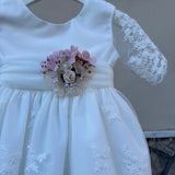 Abito Elegante Battesimale Con Manica 3/4 In Pizzo Neonata MIMILU' 1729