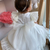 Abito Elegante Mezza Manica In Tulle E Pizzo Neonata LA SARTORIA DEI PICCOLI L036