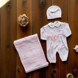 Set In Lana in Seta Neonata Rosa Creazioni Luana