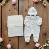 Set in Ciniglia con Pizzo Neonata Panna Ninnaoh