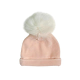 Cappello Con Risvolto E Pon Pon In Ciniglia Neonata TETO E TATTA CA8100