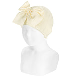 Cap In Warm Cotton Garter Stitch With Giant Bow For Girls CONDOR 50047