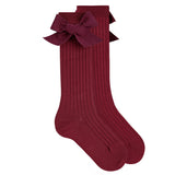 Calze Lunghe a coste con Fiocco in Caldo Cotone Millerighe Bambina CONDOR 2486