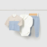 Completo 3 pezzi In Caldo Cotone Neonato Celeste Mayoral 2502