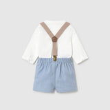 Completo pantaloncino con bretelle e camicia Neonato celeste Mayoral 2266
