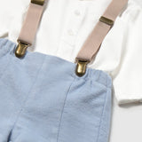 Completo pantaloncino con bretelle e camicia Neonato celeste Mayoral 2266