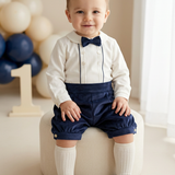 Completo Elegante In Velluto Con Camicia e Bermuda Neonato PONTO POR PONTO 6611