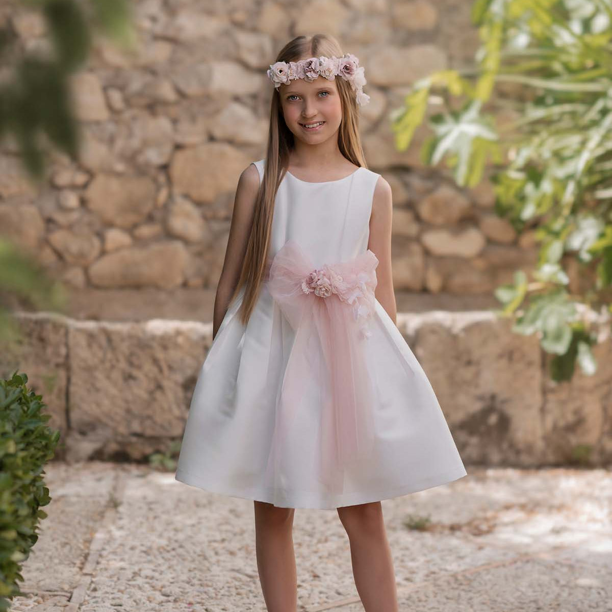 Abito In Mikado Cerimonia Bianco Bambina MIMILU' 1213